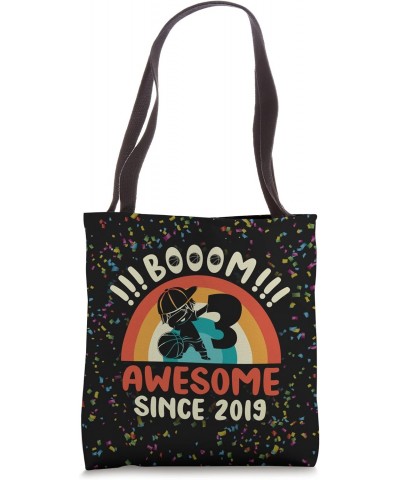 Dabbing Basketball Boy 3rd Birthday BOOOM Awesome Since 2019 Tote Bag $10.02 Totes