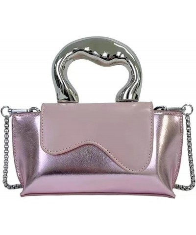 Crossbody Bags For Women Mini Glossy PU Chain Crossbody Shoulder Handbags Bags Pink $13.01 Crossbody Bags