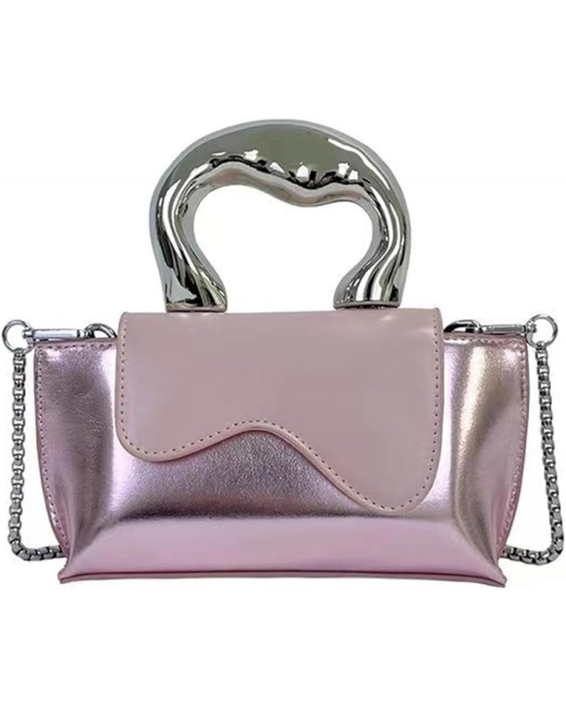 Crossbody Bags For Women Mini Glossy PU Chain Crossbody Shoulder Handbags Bags Pink $13.01 Crossbody Bags