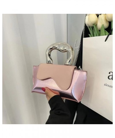 Crossbody Bags For Women Mini Glossy PU Chain Crossbody Shoulder Handbags Bags Pink $13.01 Crossbody Bags