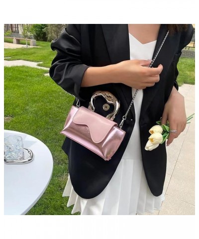 Crossbody Bags For Women Mini Glossy PU Chain Crossbody Shoulder Handbags Bags Pink $13.01 Crossbody Bags