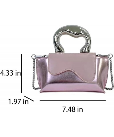 Crossbody Bags For Women Mini Glossy PU Chain Crossbody Shoulder Handbags Bags Pink $13.01 Crossbody Bags