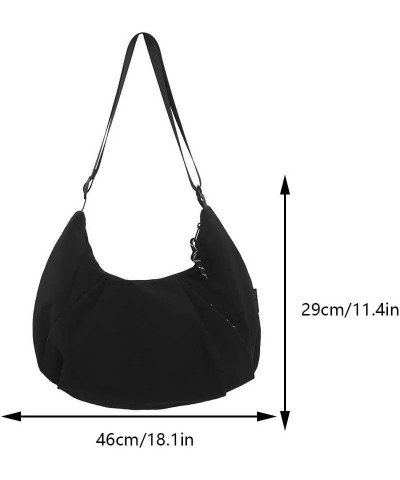 Nylon Crescent Crossbody Bag for Women Pleated Shoulder Bag Large Sling Bag Adjustable Strap Hobo Bag with Zipper A-black $17...