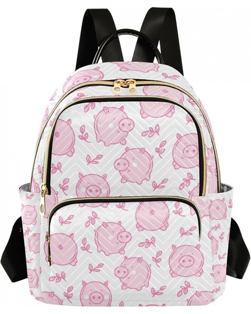 Pigs Pink Pattern Backpack for Women Shoulder Bag Lightweight Mini Backpack Casual Daypack for Travel Small(11.41'' x 6.1'' x...