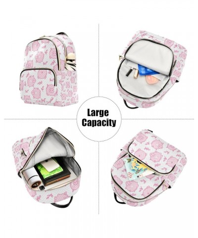 Pigs Pink Pattern Backpack for Women Shoulder Bag Lightweight Mini Backpack Casual Daypack for Travel Small(11.41'' x 6.1'' x...