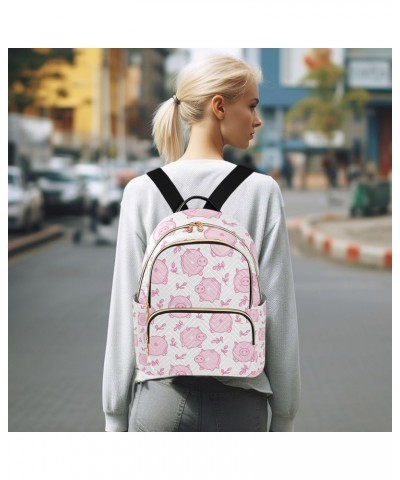 Pigs Pink Pattern Backpack for Women Shoulder Bag Lightweight Mini Backpack Casual Daypack for Travel Small(11.41'' x 6.1'' x...