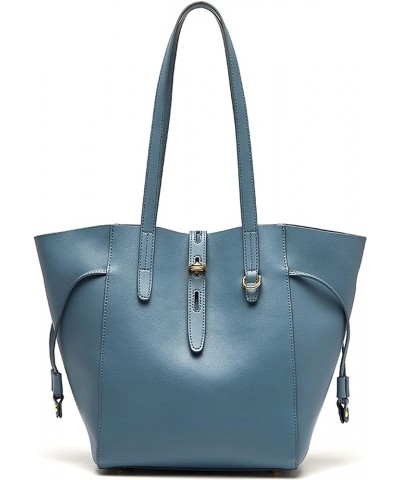 Women Leather Composite Casual Tote Bag Shoulder Shopper Bucket Bag Large Capacity Commute Handbags Blue $54.23 Totes