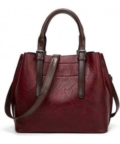 Women Shoulder Bag Top Handle Satchel Faux Leather Ladies Handbags (gray) Red $28.94 Totes