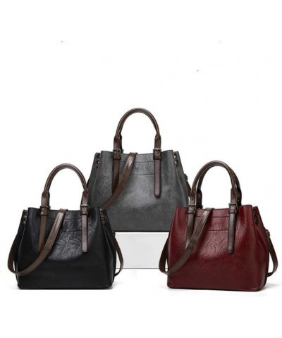 Women Shoulder Bag Top Handle Satchel Faux Leather Ladies Handbags (gray) Red $28.94 Totes