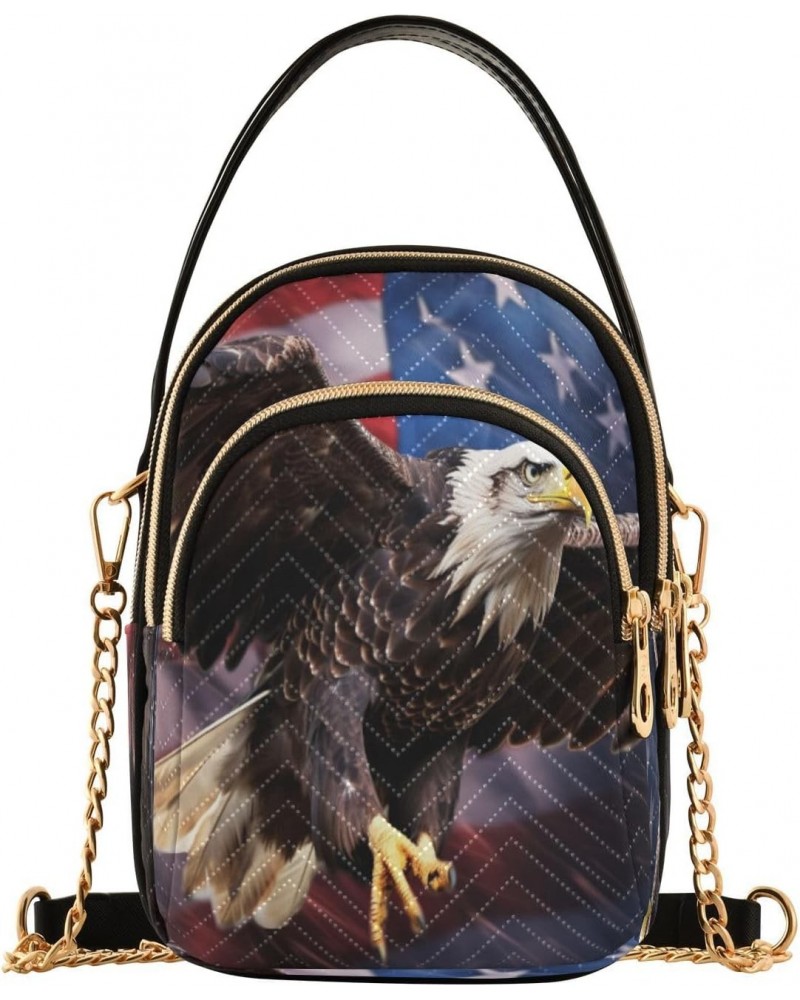 Quilted Crossbody Bags for Women,Flying Eagle American Flag Independence07 Women's Crossbody Handbags Small Travel Purses Pho...