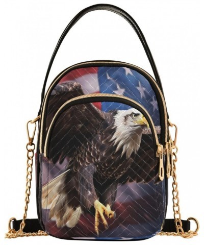 Quilted Crossbody Bags for Women,Flying Eagle American Flag Independence07 Women's Crossbody Handbags Small Travel Purses Pho...