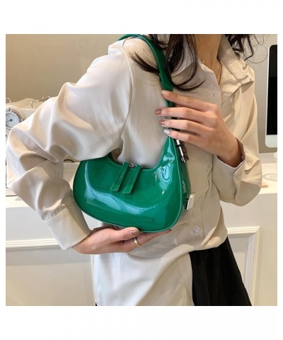 Crescent Shoulder Bag Small Red Patent Leather Purse Retro Y2k Crescent Purse Top-handle Handbags for Women Party Bag Green $...