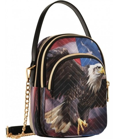 Quilted Crossbody Bags for Women,Flying Eagle American Flag Independence07 Women's Crossbody Handbags Small Travel Purses Pho...