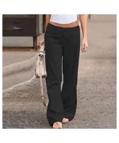 Cargo Pants Women up for Women Work Casual Womens Clothing Summer Solid Color Elastic Waist with Black $9.97 Clothing