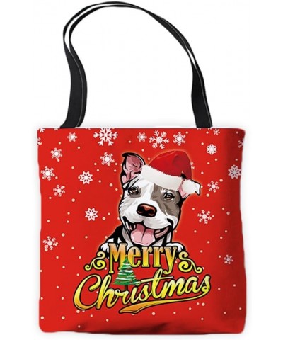 Merry Christmas Canvas Tote Bag Mastiff Dog Tote Handbag Gift for Dog Lovers Red Pit Bull 12 $10.59 Totes