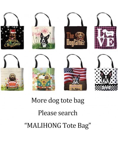 Merry Christmas Canvas Tote Bag Mastiff Dog Tote Handbag Gift for Dog Lovers Red Pit Bull 12 $10.59 Totes