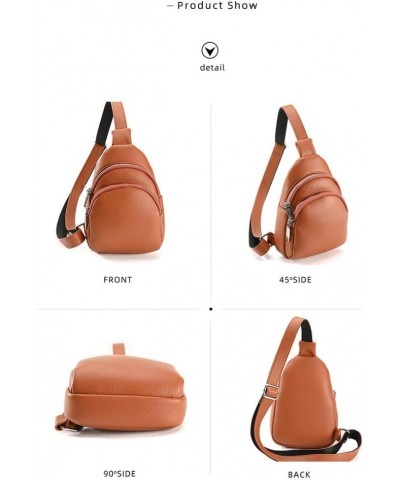 Small Sling Crossbody Backpack Shoulder Bag for Women Men Leather Chest Pack Casual Sports Handbag Orange $25.43 Backpacks