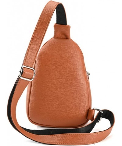 Small Sling Crossbody Backpack Shoulder Bag for Women Men Leather Chest Pack Casual Sports Handbag Orange $25.43 Backpacks