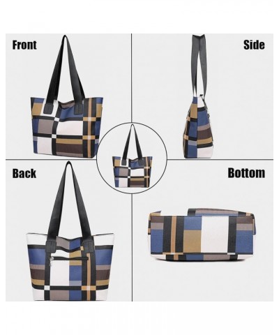 Designer Purses and Handbags for Women Color Combination Satchel Checkered Pattern Shoulder Bag Large Top Handle Tote Black $...