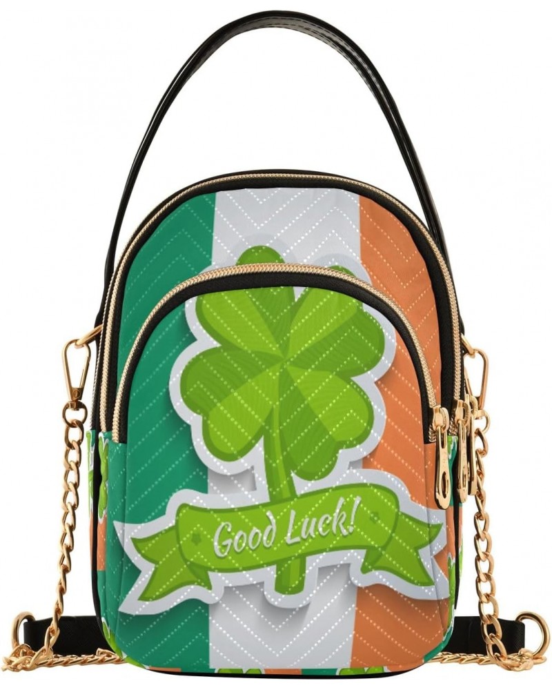 Clover on Flag Good Luck Crossbody Handbags for Women Casual Leather Shoulder Phone Purse $11.70 Crossbody Bags