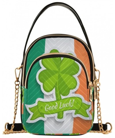 Clover on Flag Good Luck Crossbody Handbags for Women Casual Leather Shoulder Phone Purse $11.70 Crossbody Bags