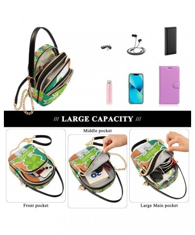 Clover on Flag Good Luck Crossbody Handbags for Women Casual Leather Shoulder Phone Purse $11.70 Crossbody Bags