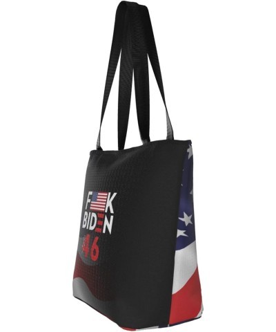 Fuck Biden 46 USA Flag Vintage Women'S Casual One Shoulder Carry Shopping Bag Large Capacity Working Storage Handbag $17.94 S...