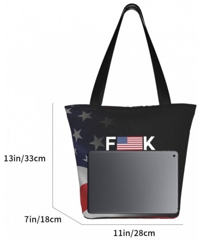 Fuck Biden 46 USA Flag Vintage Women'S Casual One Shoulder Carry Shopping Bag Large Capacity Working Storage Handbag $17.94 S...