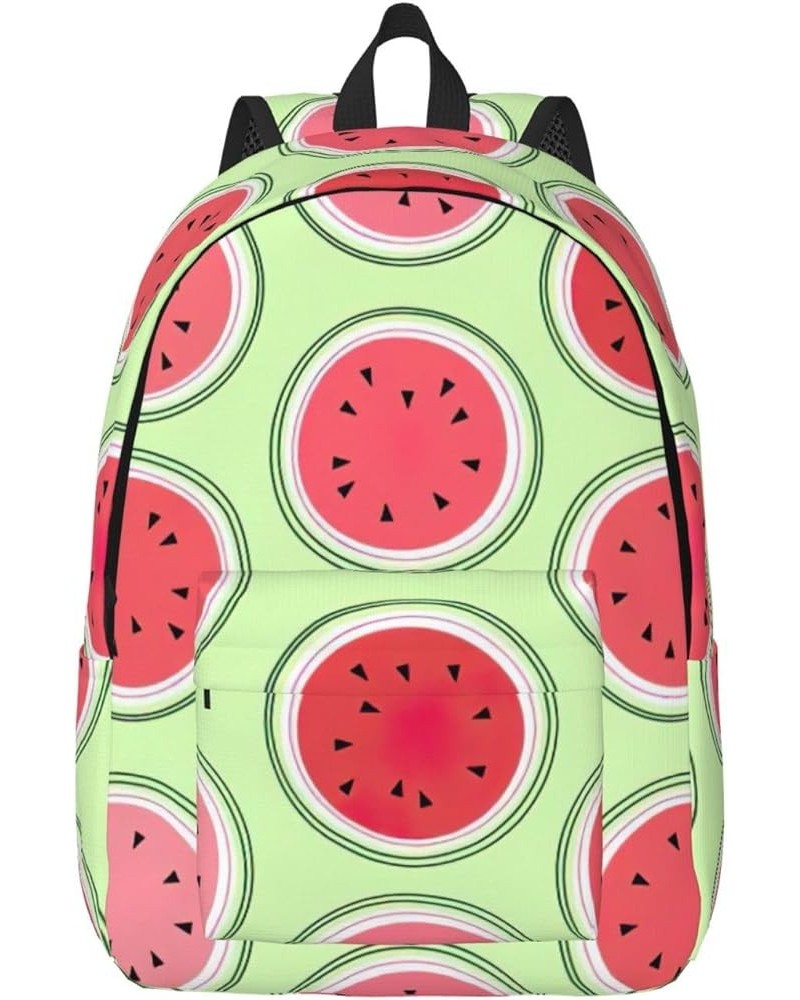 Watermelon Green Print Unisex Canvas Bag Canvas Shoulder Pouch Pack Lightweight Backpack For Woman Lady Black Medium $20.68 B...