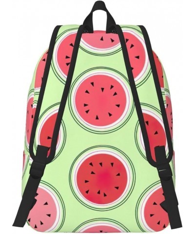 Watermelon Green Print Unisex Canvas Bag Canvas Shoulder Pouch Pack Lightweight Backpack For Woman Lady Black Medium $20.68 B...