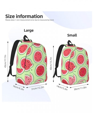 Watermelon Green Print Unisex Canvas Bag Canvas Shoulder Pouch Pack Lightweight Backpack For Woman Lady Black Medium $20.68 B...