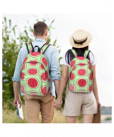 Watermelon Green Print Unisex Canvas Bag Canvas Shoulder Pouch Pack Lightweight Backpack For Woman Lady Black Medium $20.68 B...