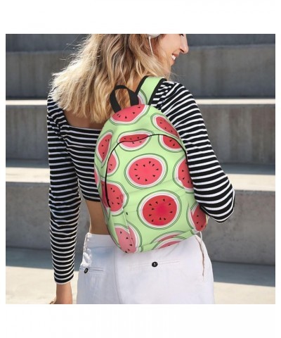 Watermelon Green Print Unisex Canvas Bag Canvas Shoulder Pouch Pack Lightweight Backpack For Woman Lady Black Medium $20.68 B...