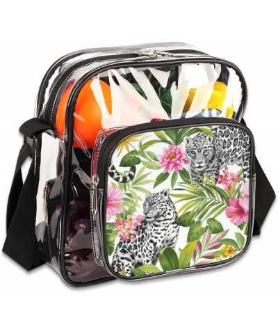 Animal Lines Stadium-Approved Clear Crossbody Bag with Colorful Print Design Black and White Leopard $10.56 Crossbody Bags