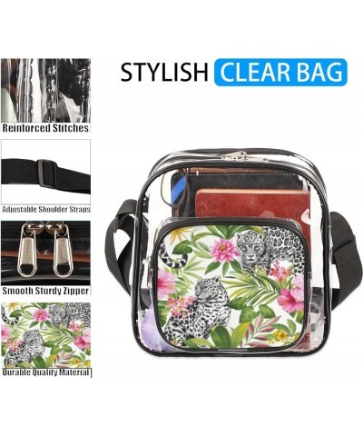 Animal Lines Stadium-Approved Clear Crossbody Bag with Colorful Print Design Black and White Leopard $10.56 Crossbody Bags