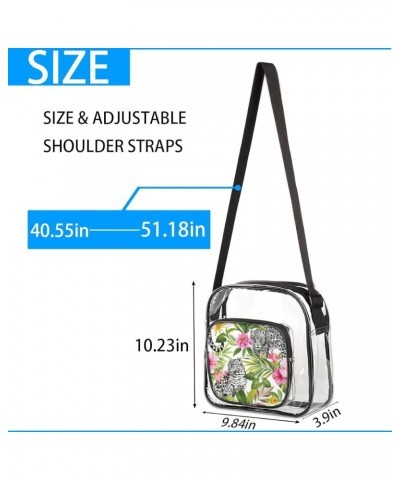 Animal Lines Stadium-Approved Clear Crossbody Bag with Colorful Print Design Black and White Leopard $10.56 Crossbody Bags