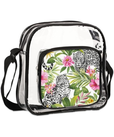 Animal Lines Stadium-Approved Clear Crossbody Bag with Colorful Print Design Black and White Leopard $10.56 Crossbody Bags