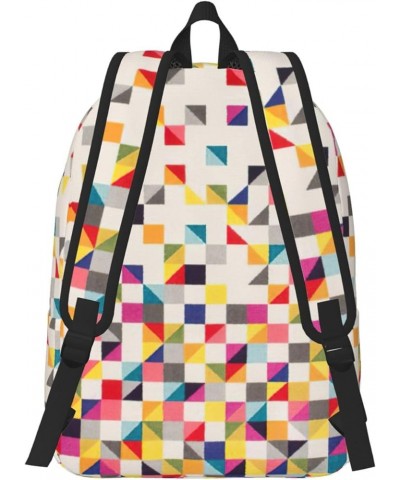 Triangle Geometric Print Unisex Canvas Bag Canvas Shoulder Pouch Pack Lightweight Backpack For Woman Lady Black Small $20.24 ...