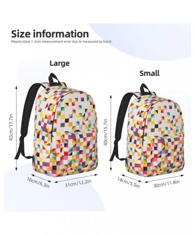 Triangle Geometric Print Unisex Canvas Bag Canvas Shoulder Pouch Pack Lightweight Backpack For Woman Lady Black Small $20.24 ...