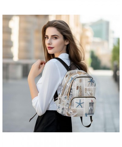 Backpack Purse for Women Summer Sea Stars Pearl, Mini Fashion Backpack Sailboat Sand Lightweight Casual Daypack Shoulder Bag ...