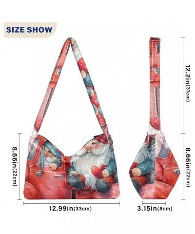 Ladies Soft Plush Underarm Bag Watercolor-gnomes-valentine-truck Fluffy Shoulder Bag Women Furry Purse Handbag $13.12 Shoulde...