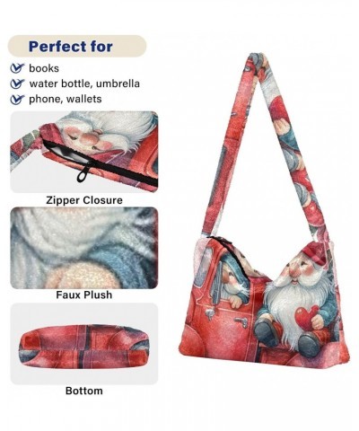 Ladies Soft Plush Underarm Bag Watercolor-gnomes-valentine-truck Fluffy Shoulder Bag Women Furry Purse Handbag $13.12 Shoulde...