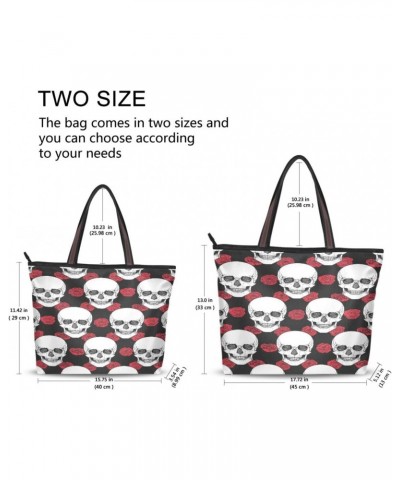 Womens Tote Bag, Skull Tribal Style Rose Ladies Zip Shoulder Handbags $9.60 Shoulder Bags