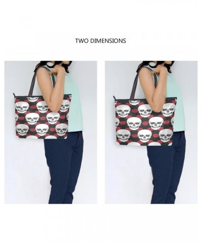 Womens Tote Bag, Skull Tribal Style Rose Ladies Zip Shoulder Handbags $9.60 Shoulder Bags