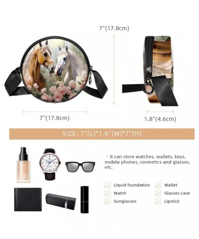 Crossbody Bags for Women,Crossbody Bag Men,Small Sling Bag,Animal Couple Horse Flower,Crossbody Purse $11.68 Crossbody Bags