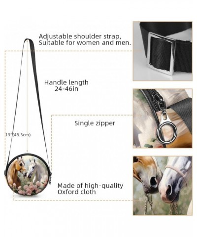 Crossbody Bags for Women,Crossbody Bag Men,Small Sling Bag,Animal Couple Horse Flower,Crossbody Purse $11.68 Crossbody Bags