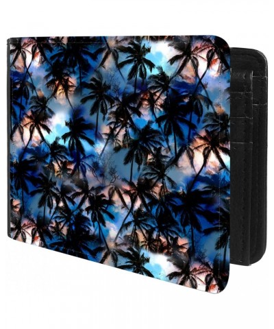 Unique Desige Pattern - Dark Palm trees pattern sunset aloha fashion summer design, Slim Front Pocket Wallet Billfold RFID Bl...