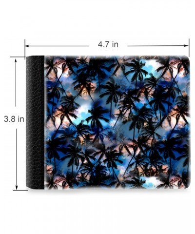 Unique Desige Pattern - Dark Palm trees pattern sunset aloha fashion summer design, Slim Front Pocket Wallet Billfold RFID Bl...