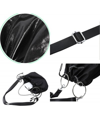 Y2k Bag Small Crossbody Bags for Women Trendy Y2k Purse Side Purses for Women Crossbody Bag Drawstring Bag Glossy Black $13.9...