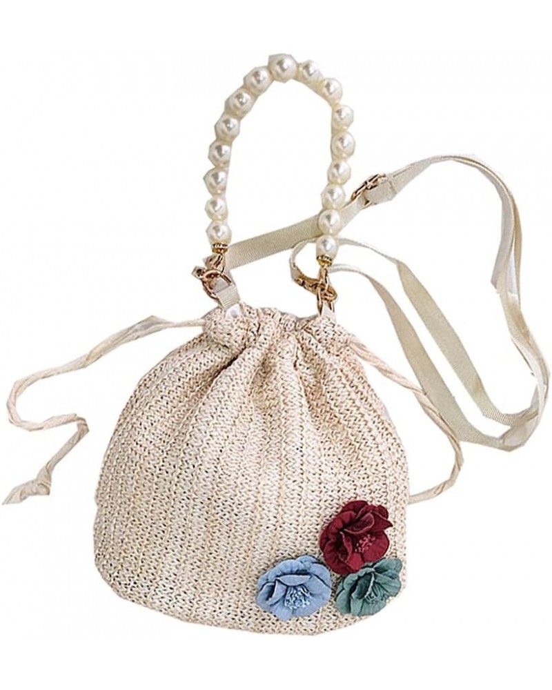 Straw Crossbody Handbags,Women's Top Handle handbag Summer Beach Purse Shoulder Bag Flower-beige $10.29 Handbags